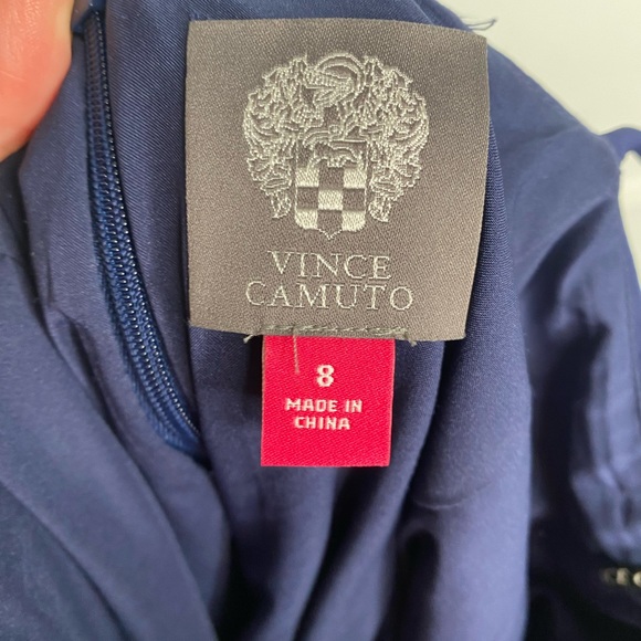 Vince Camuto Navy Tiered Ruffle Cocktail Dress Women’s Size 8 - Picture 5 of 6